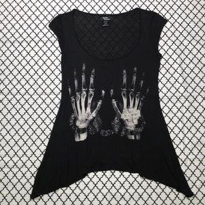 Hot Topic (Teenage Runaway) Black X-Ray Hands Top